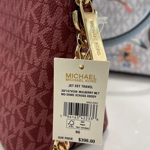 MICHAEL KORS Jet Set Medium Logo Dome Satchel Mulberry Multi - Picture 5 of 16